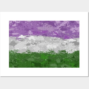 Abstract Paint Splatter Genderqueer Pride Flag Pattern Posters and Art